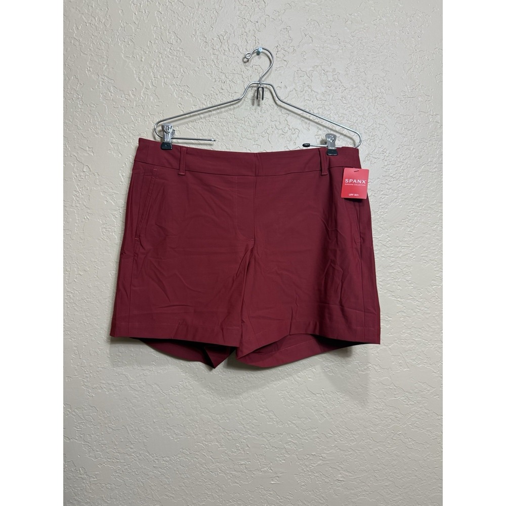 Spanx Sunshine Shorts Womens Size Large Dark Cherry UPF 50+ Pockets Pull-on Red
